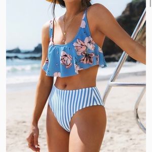 Cupshe Kayla Floral and Striped Bikini